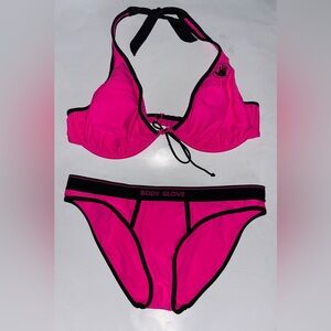 Vintage Body Glove Halter Bikini‎ 2 Piece Swimsuit Top DD Bottom L Surf Beach